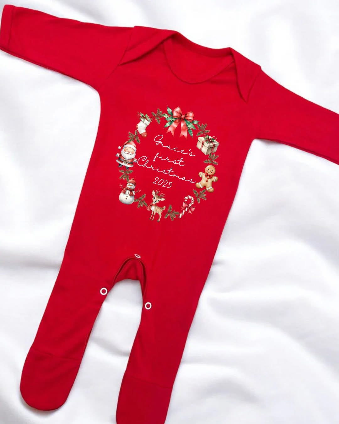 Personalised first Christmas baby grow