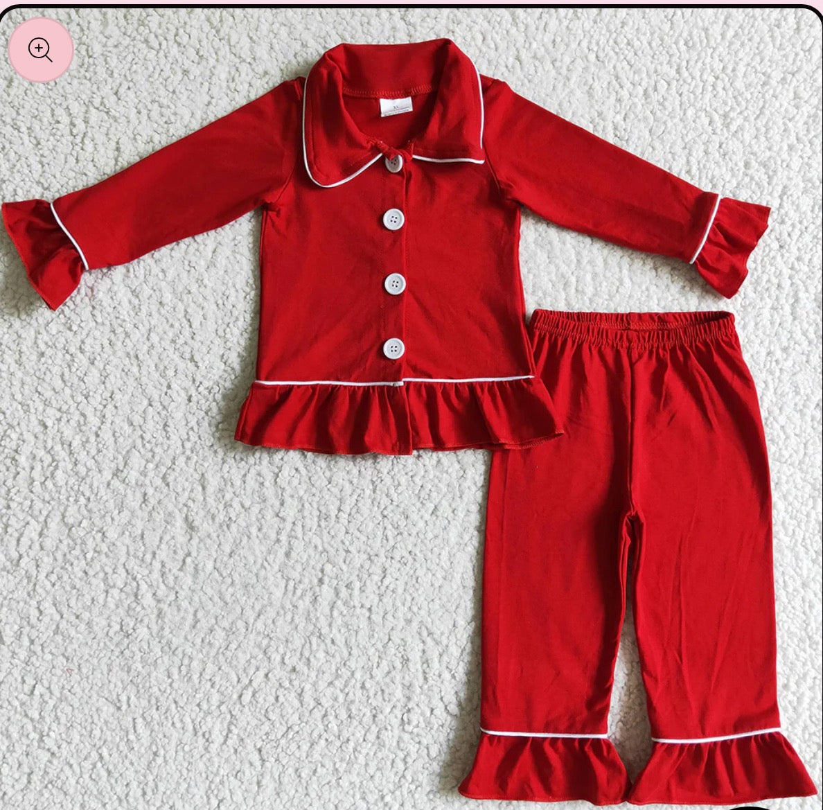 Red frilled pyjamas