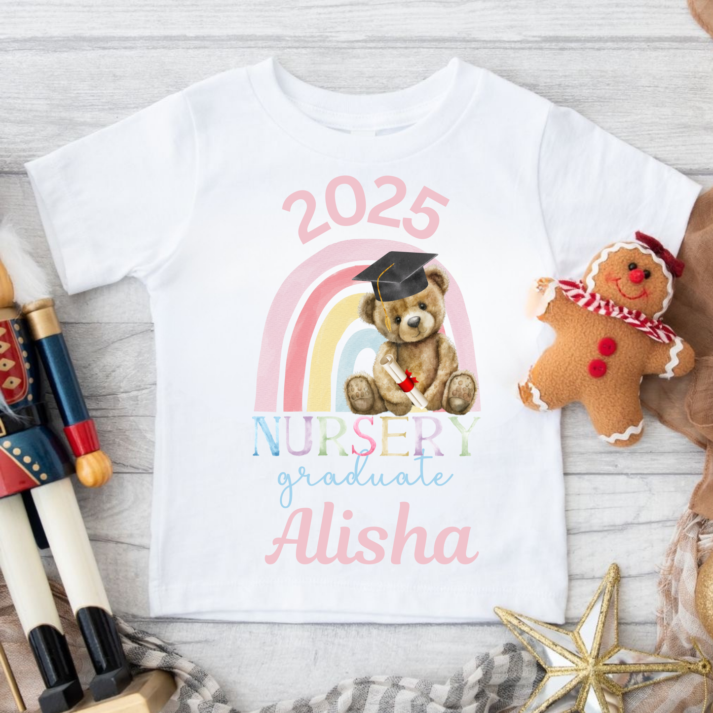 Personalised Nursery Graduate 2025 T-shirt - Pink