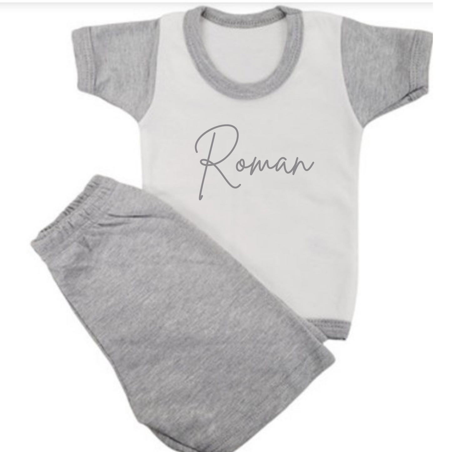 Personalised Grey Shorts Set