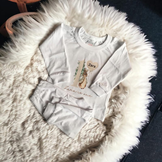 Neutral bunny personalised pyjamas