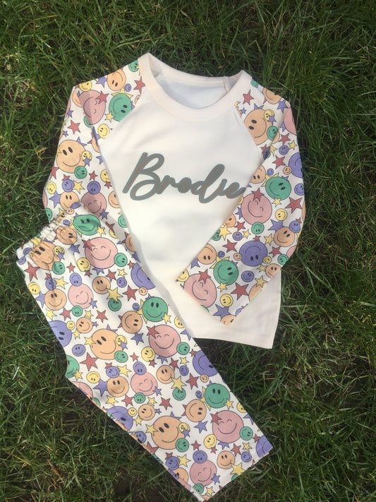 Smiley face personalised pyjamas