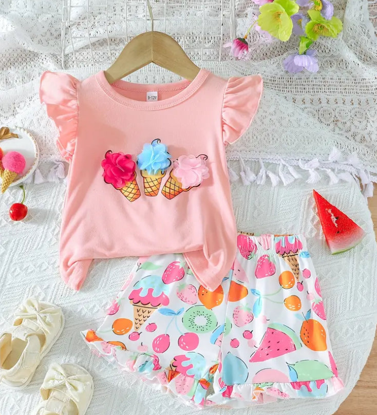 Icecream summer t shirt & shorts set