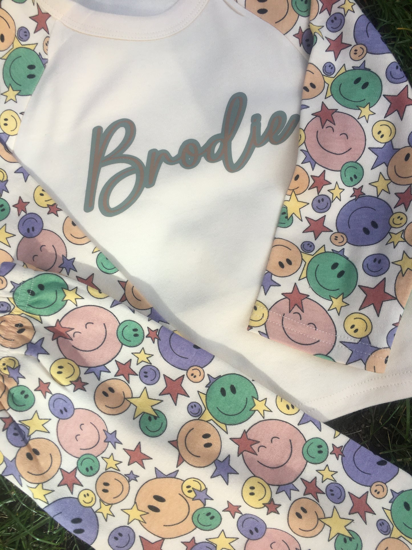 Smiley face personalised pyjamas