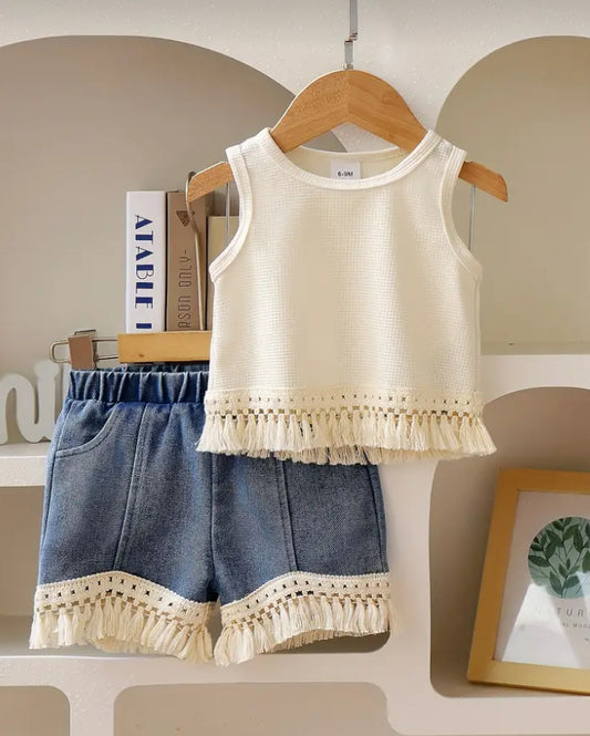 Tassel t shirt & shorts set