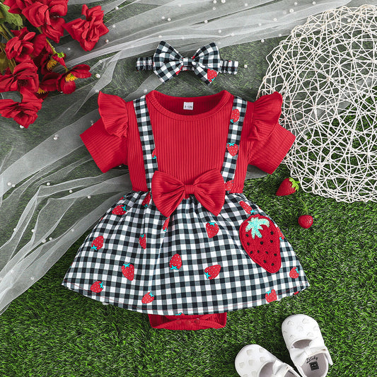 Strawberry love heart ribbed set