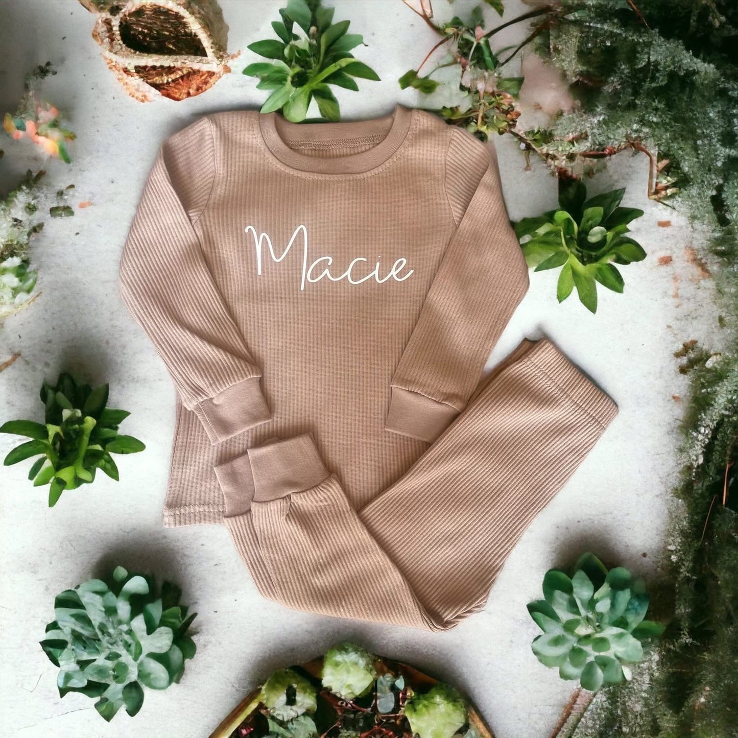 Personalised ribbed loungeset (multiple colours)