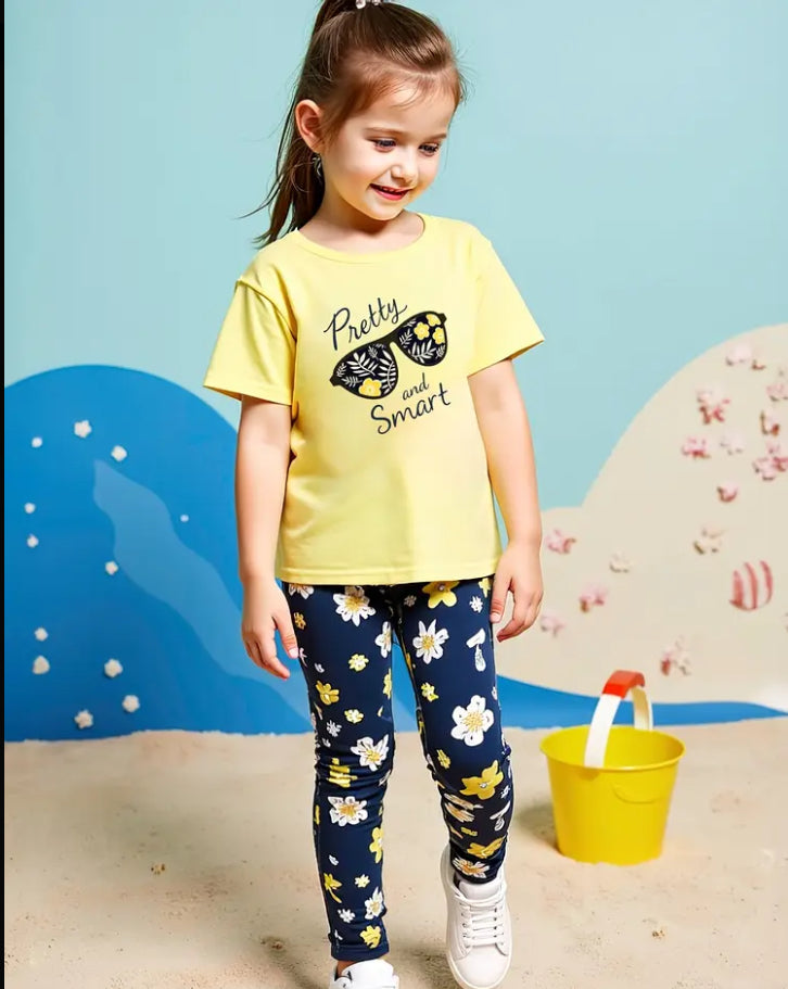 Pretty & smart Daisy leggings set