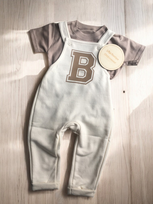 Personalised fleeced lined dungaree & t shirt set