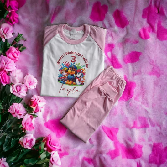 Cartoon dog personalised birthday pyjamas