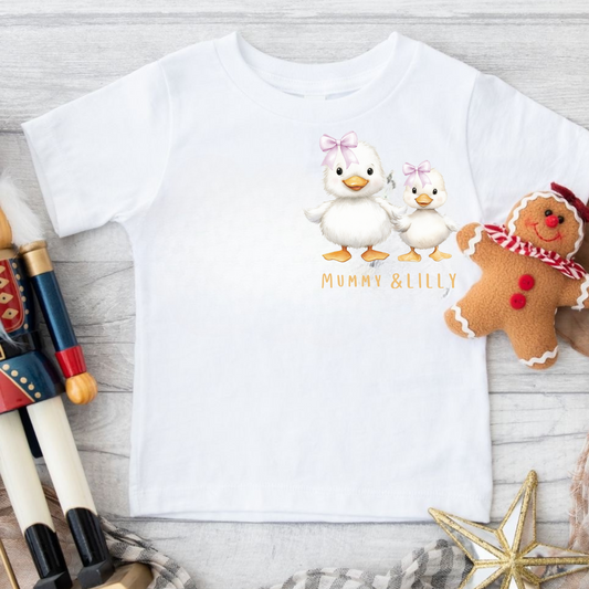 Mummy & Me Personalised Duck T-shirt - Pink