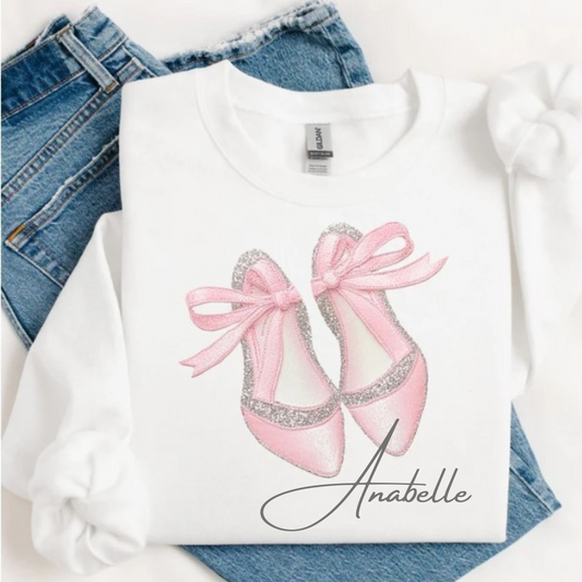 Personalised Ballet Shoe Jumper/Tshirt