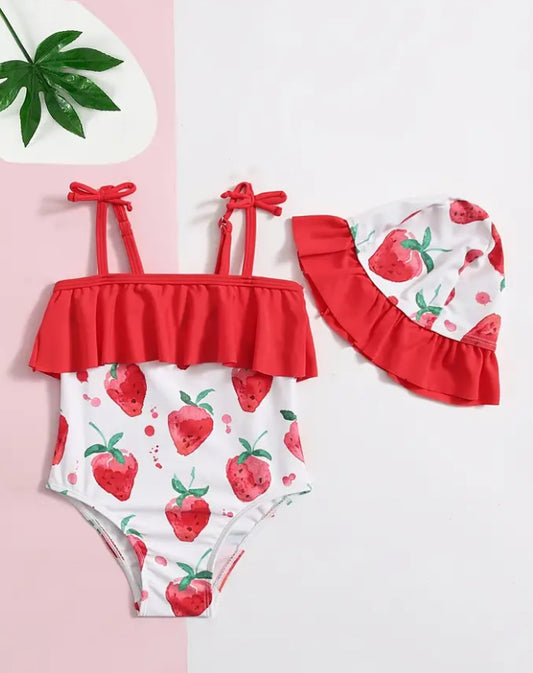 Strawberry swimwear & hat set