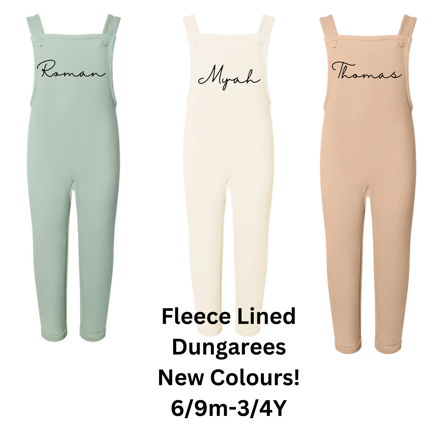 TESTERS - Personalised Fleeced Lined Dungaree  6/9m-3/4Y