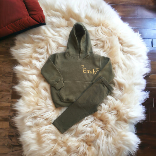 Kharki leggings & personalised hoodie set