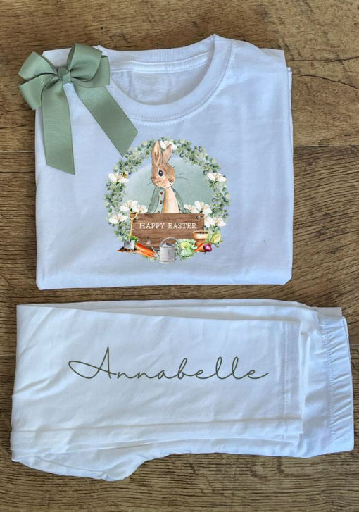 Peter rabbit personalised sage Easter set with bow