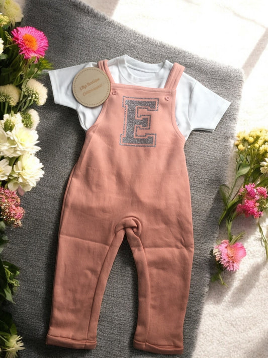 Personalised fleeced lined dungaree & t shirt set