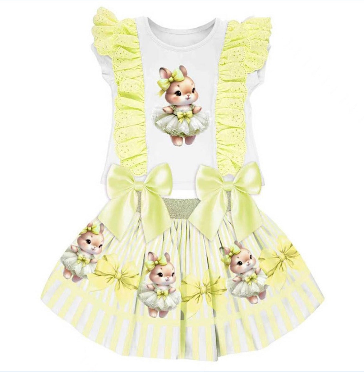 LEMON BUNNY SKIRT AND TOP SET