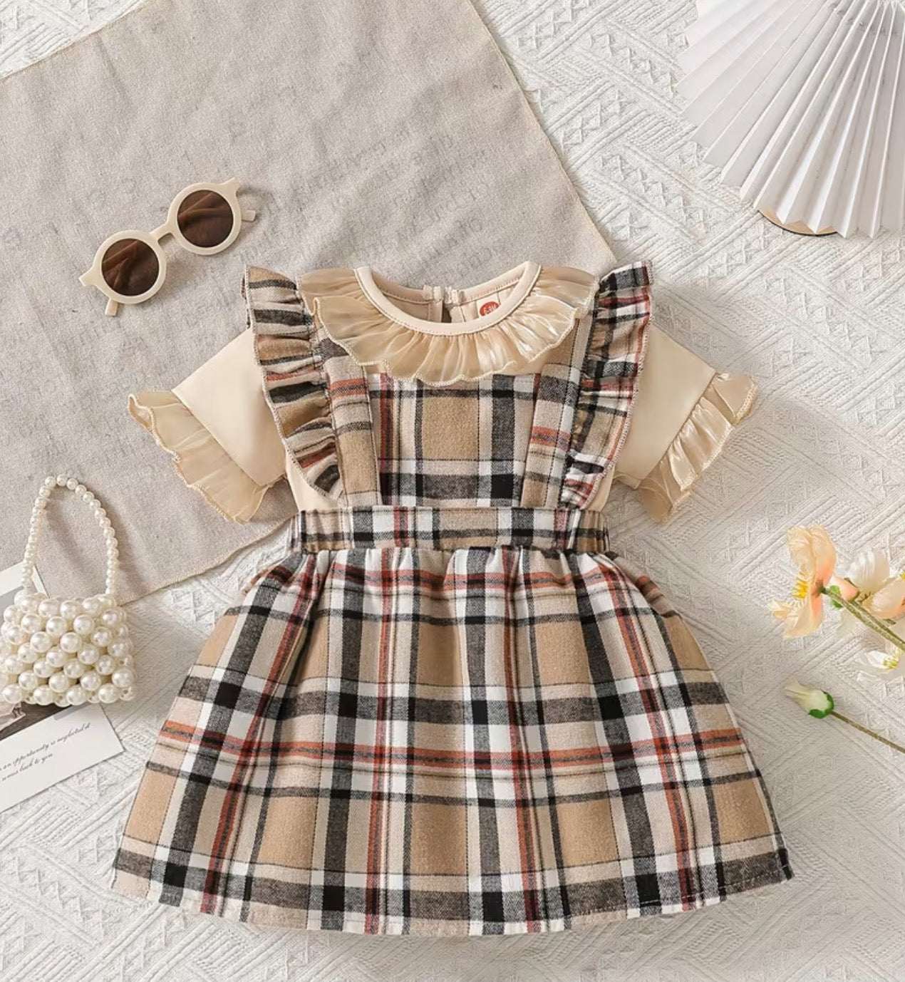 TARTAN FRILLED PINAFORE SET