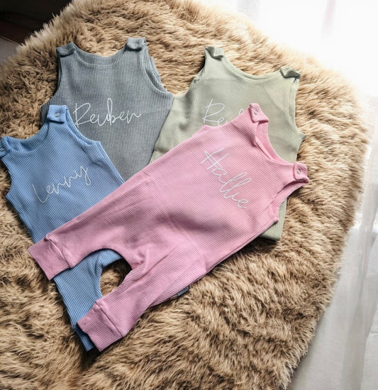 Personalised ribbed dungarees