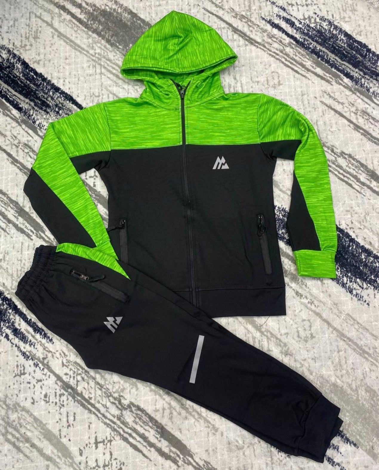GREEN AND BLACK TRACKSUIT