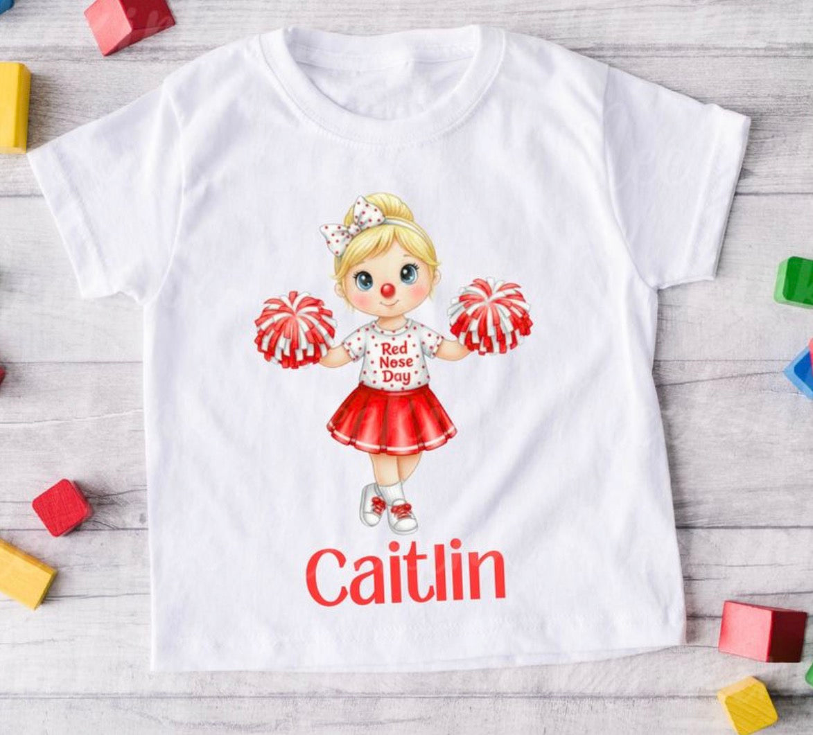 RND BLONDE HAIRED CHEEEADER T SHIRT
