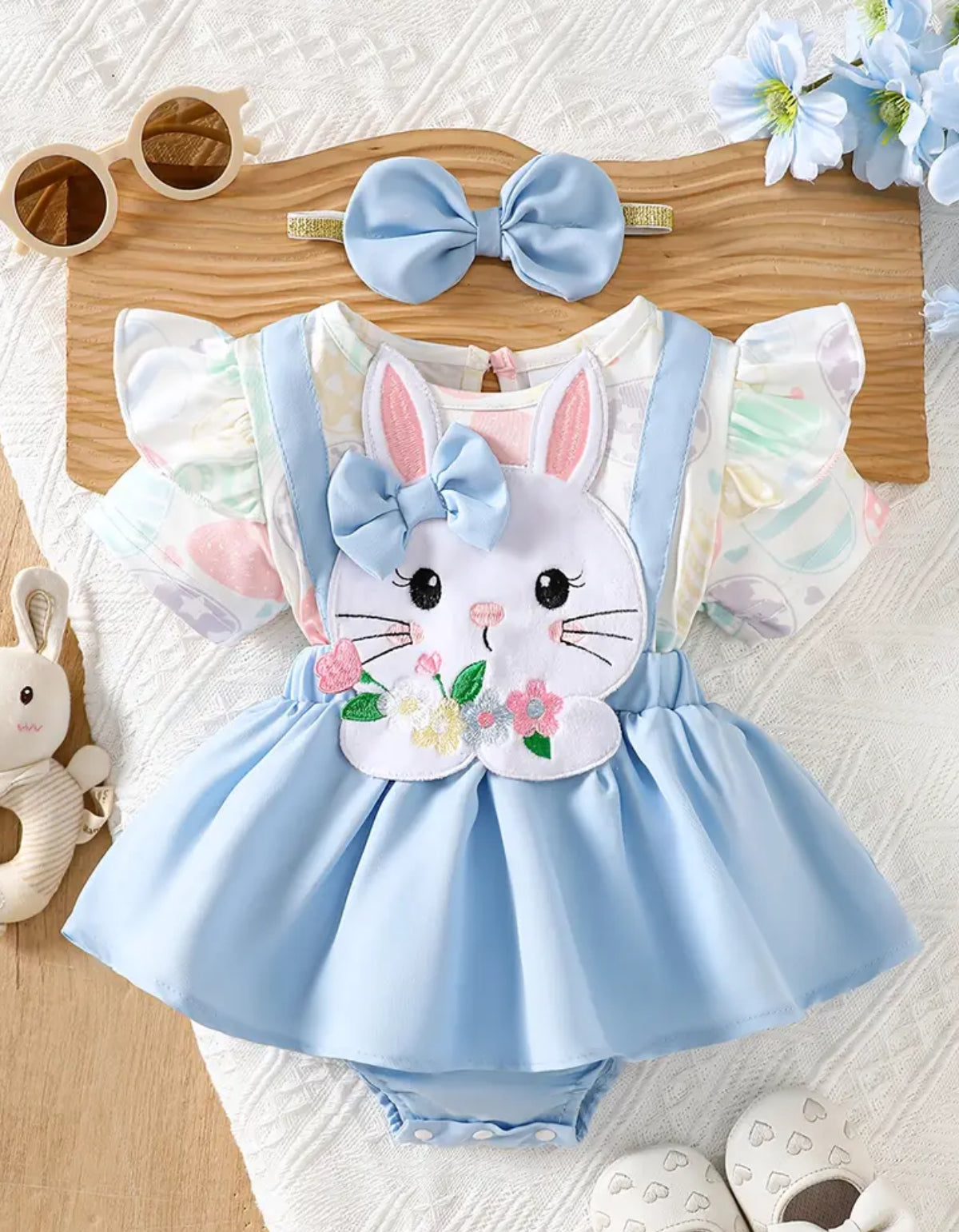 LITTLE BUNNY PINAFORE DRESS SET
