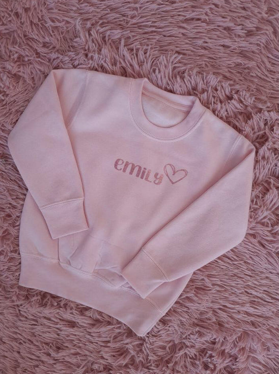 Pastel pink personalised  glitter sweatshirt