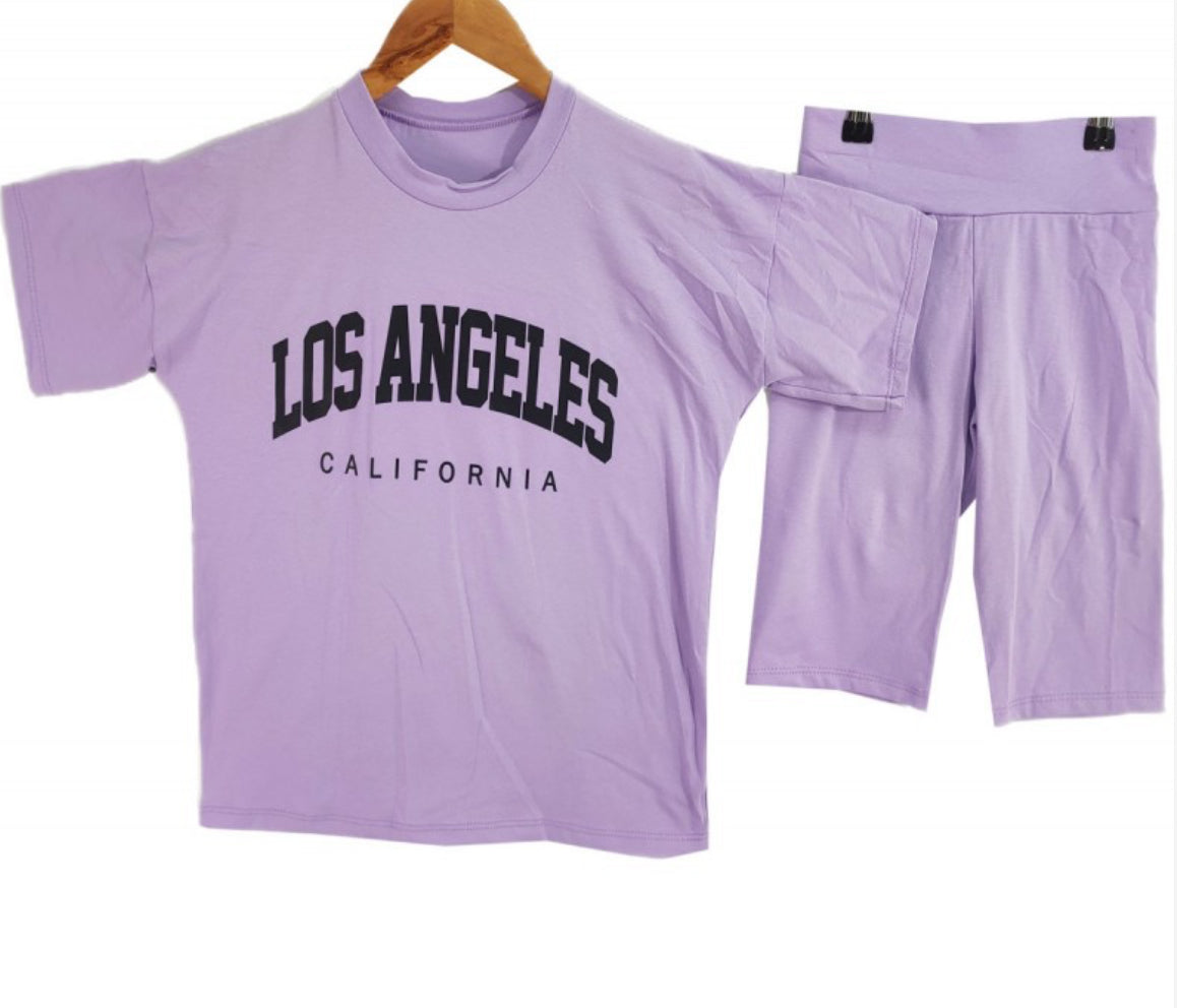 Lilac 2 pcs cycling shorts set