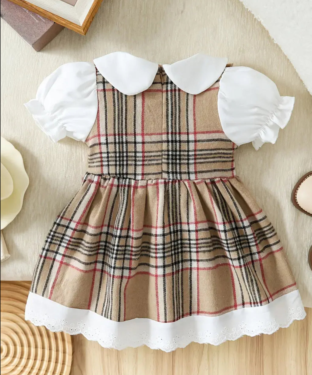 CARAMEL TARTAN DRESS