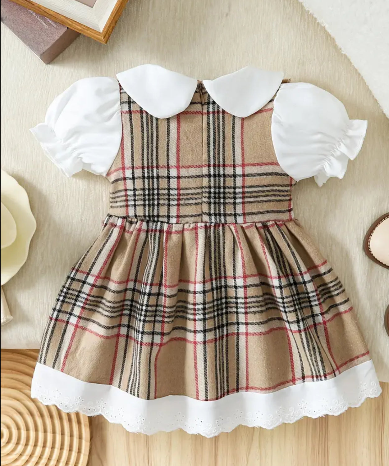 CARAMEL TARTAN DRESS