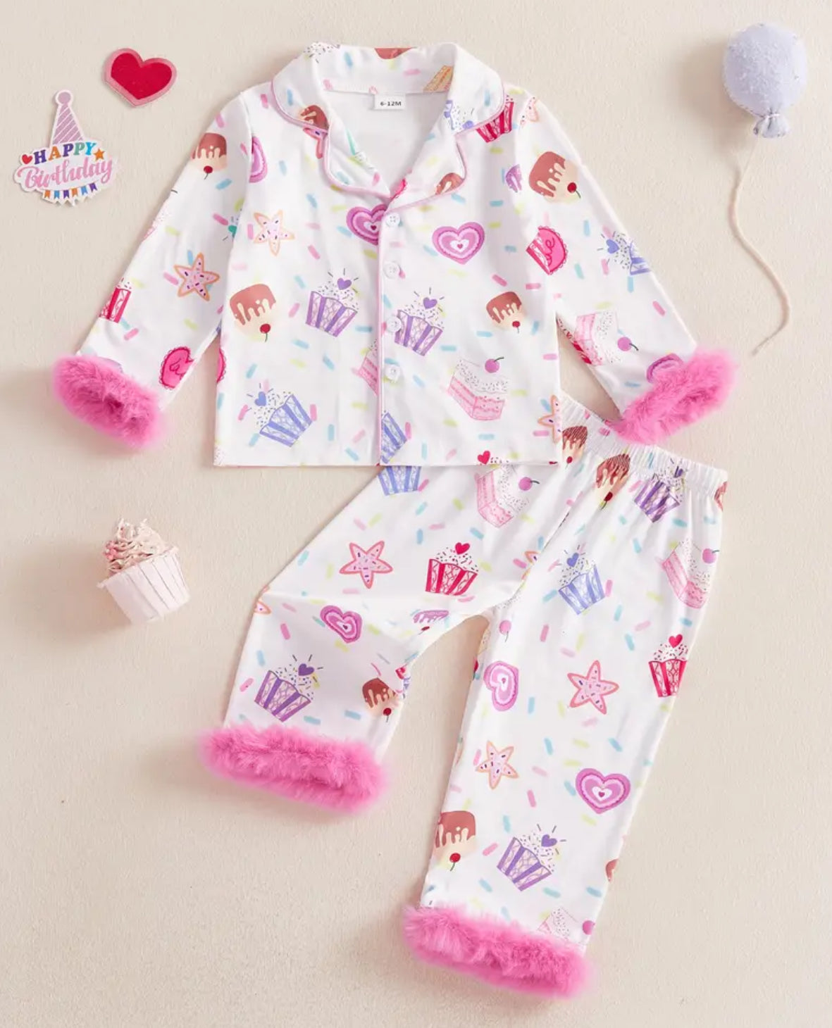 CUPCAKE AND STARS BIRTHDAY PYJAMAS