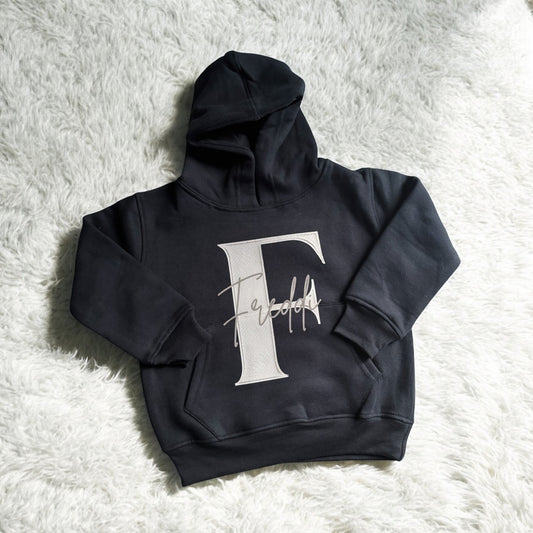Personalised initial/name fleeced lined hoody (multiple colour text)