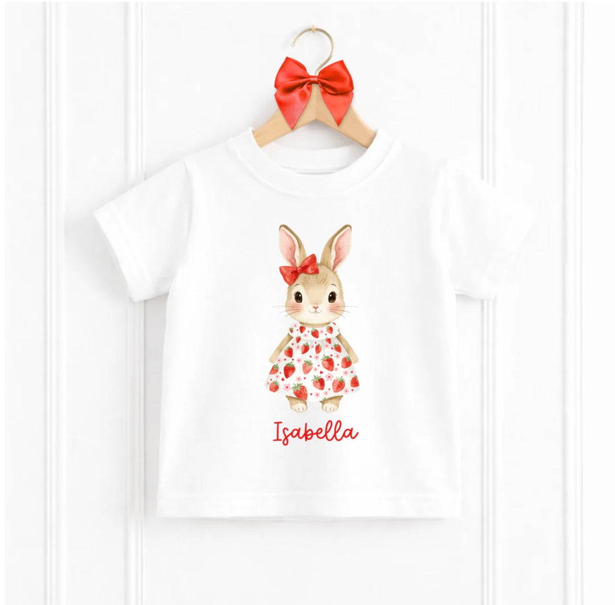 STRAWBERRY BUNNY PERSONALISED T SHIRT