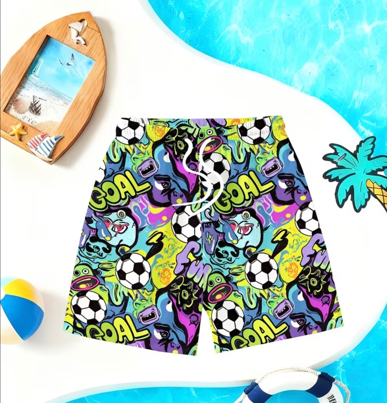 FOOTBALL PRINTED SWIMSHORTS