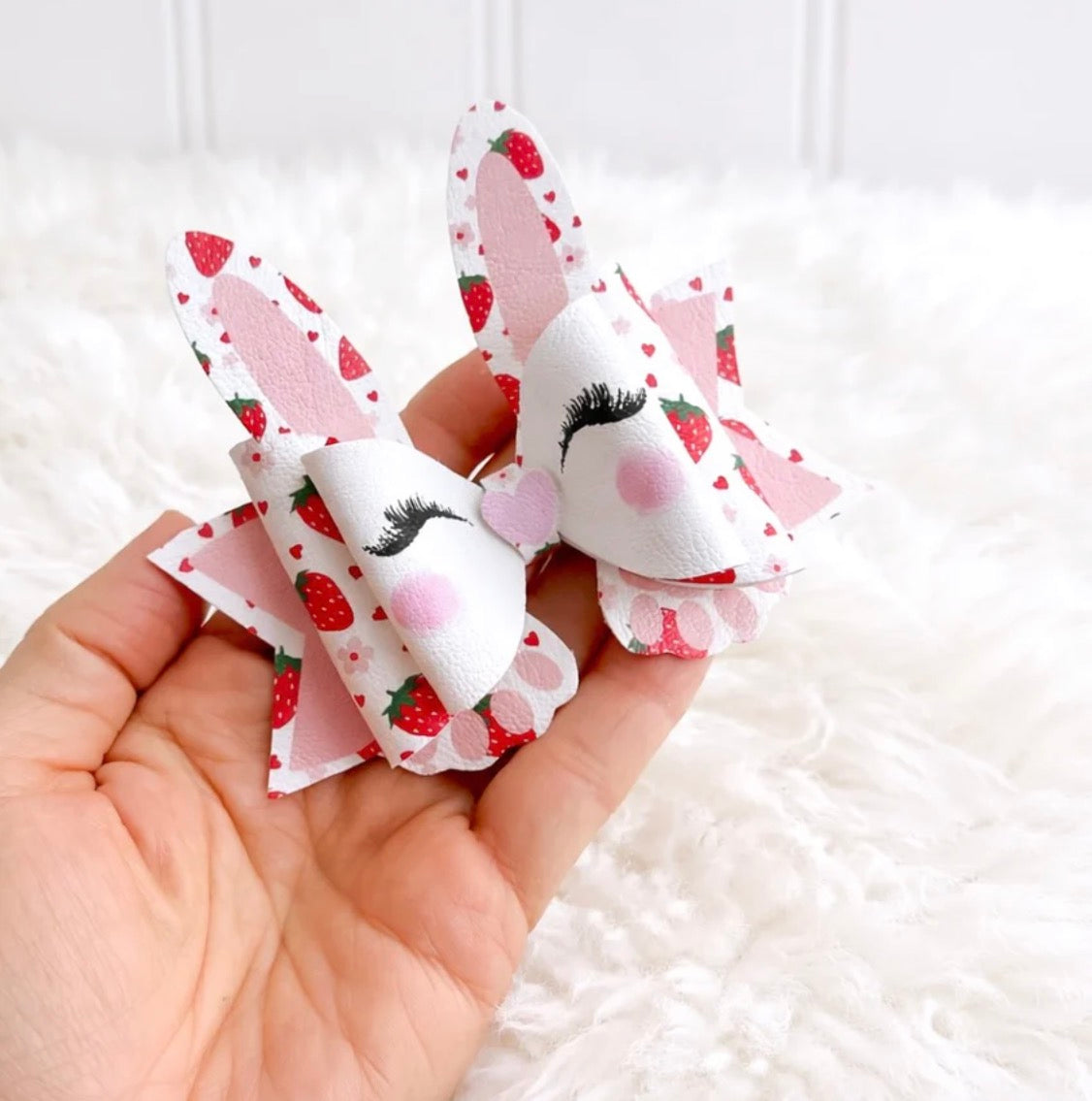 STRAWBERRY BUNNY HAIR BOW