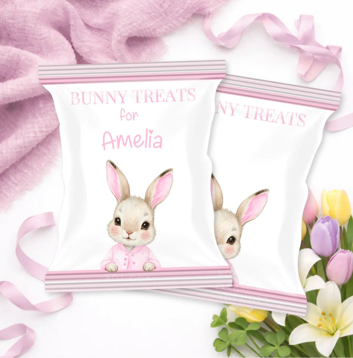 PERSONALISED EASTER TREAT PACKET FILLED - PINK