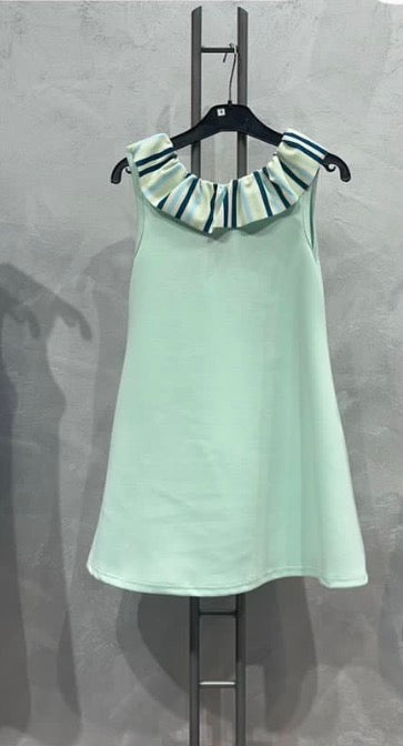 MINT BOW BACK PINSTRIPE DRESS