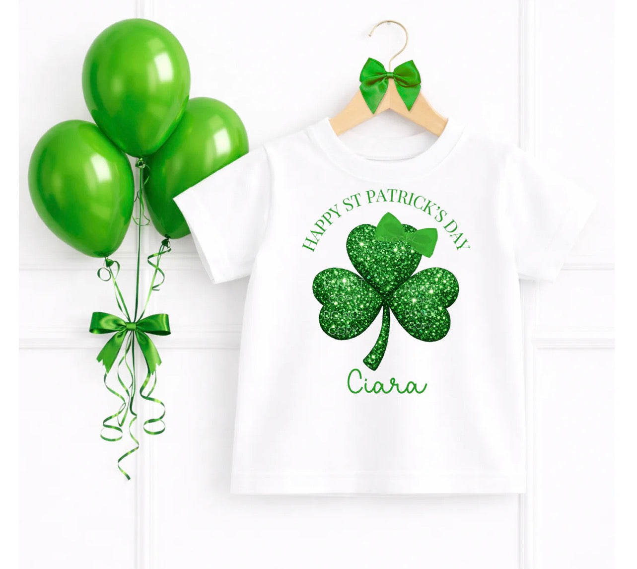 SAINT PATRICK DAY PERSONALISED GLITTER T SHIRT
