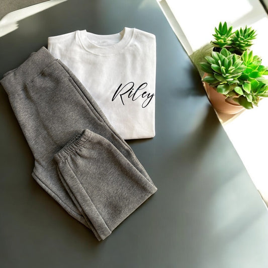 Personalised grey t shirt and jogger set