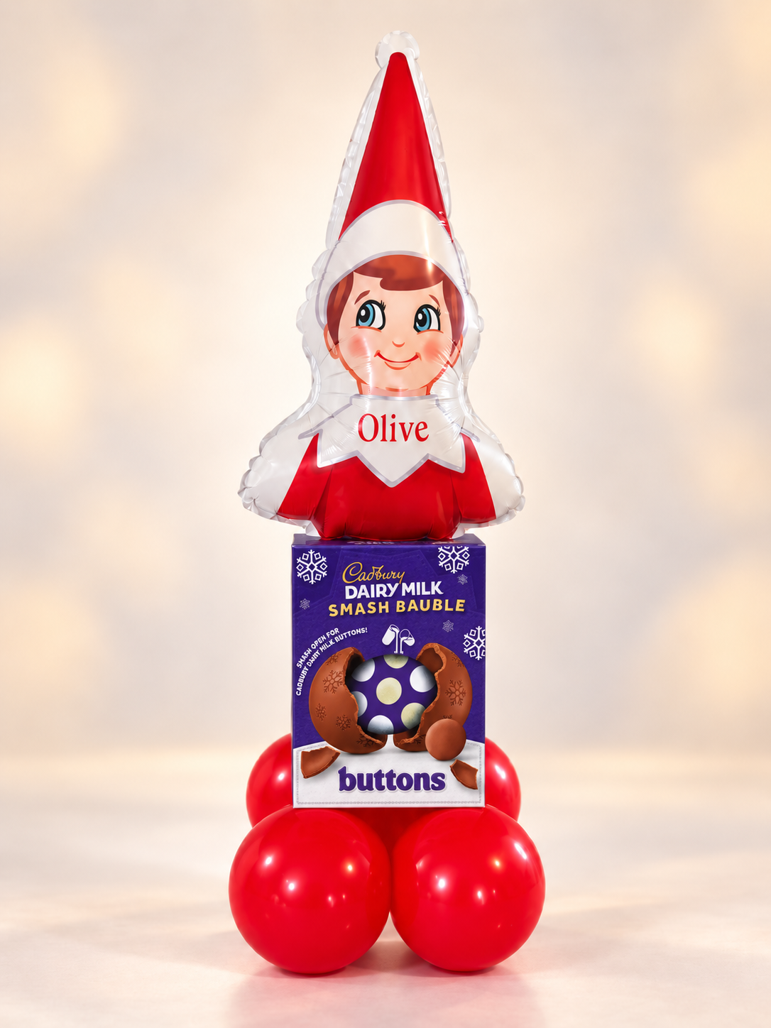PERSONALISED ELF ARRIVAL STANDING BALLOON.