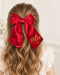 GOLD GLITTER PERSONALISED CHRISTMAS VELVET BOW