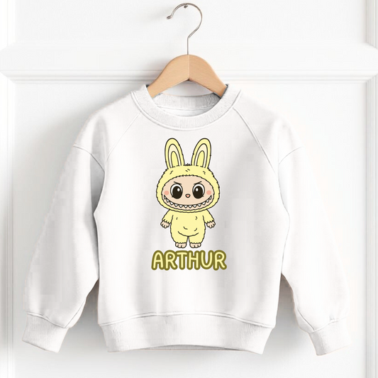 White & yellow little monsters personalised sweatshirt