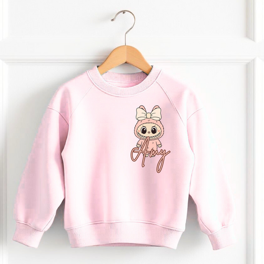 Pastal pink little monsters personalised sweatshirt