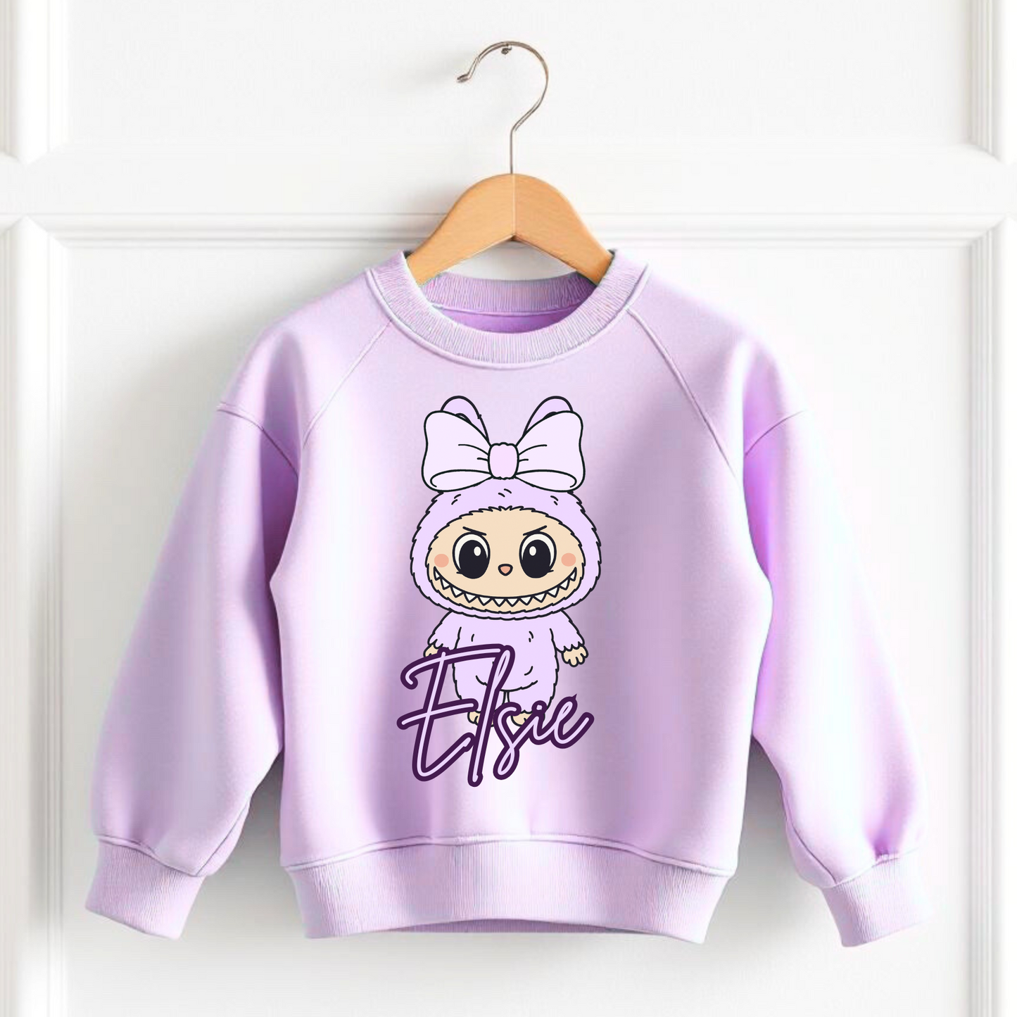 Lilac little monsters personalised sweatshirt