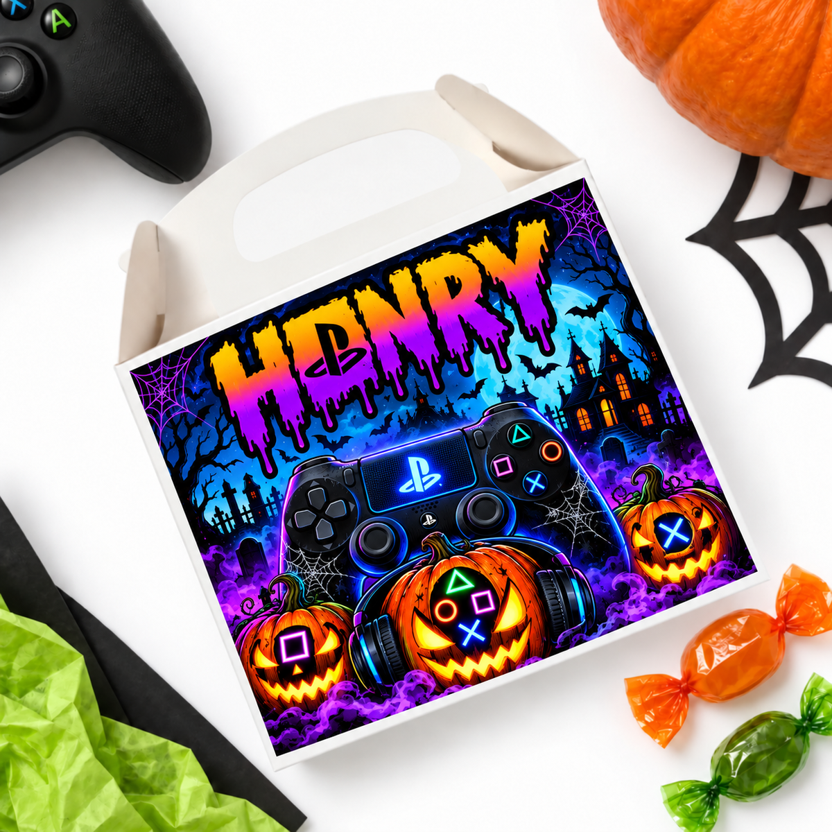 PLAYSTATION GAMING PERSONALISED TREAT BOX - filled
