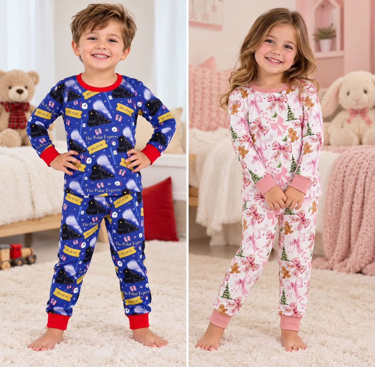 CHRISTMAS EXPRESS TRAIN/GINGERBREAD & BOWS PRE ORDER NOVEMBER DISPATCH CHRISTMAS PYJAMAS