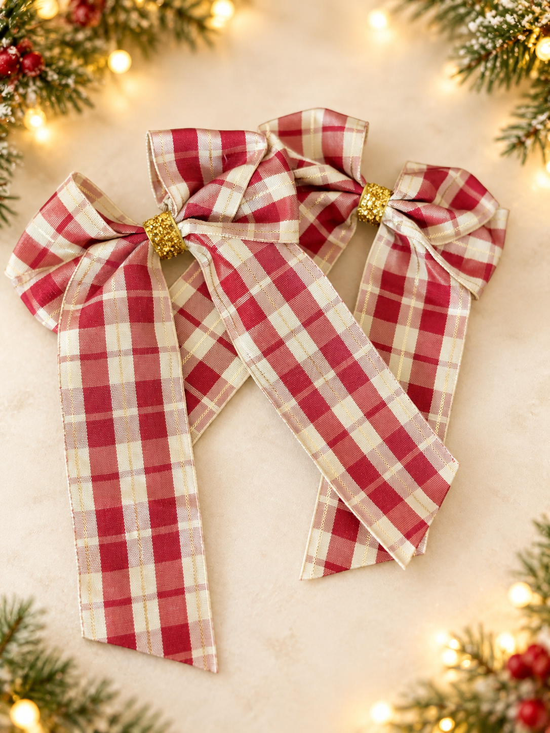 TARTAN GLITTER BOWS