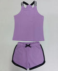 PURPLE STRAP SHORTS SET