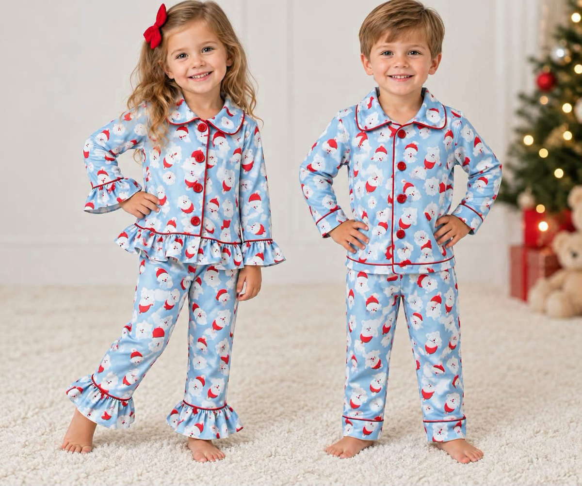 RTS - BLUE SANTA BOY/GIRL PYJAMAS
